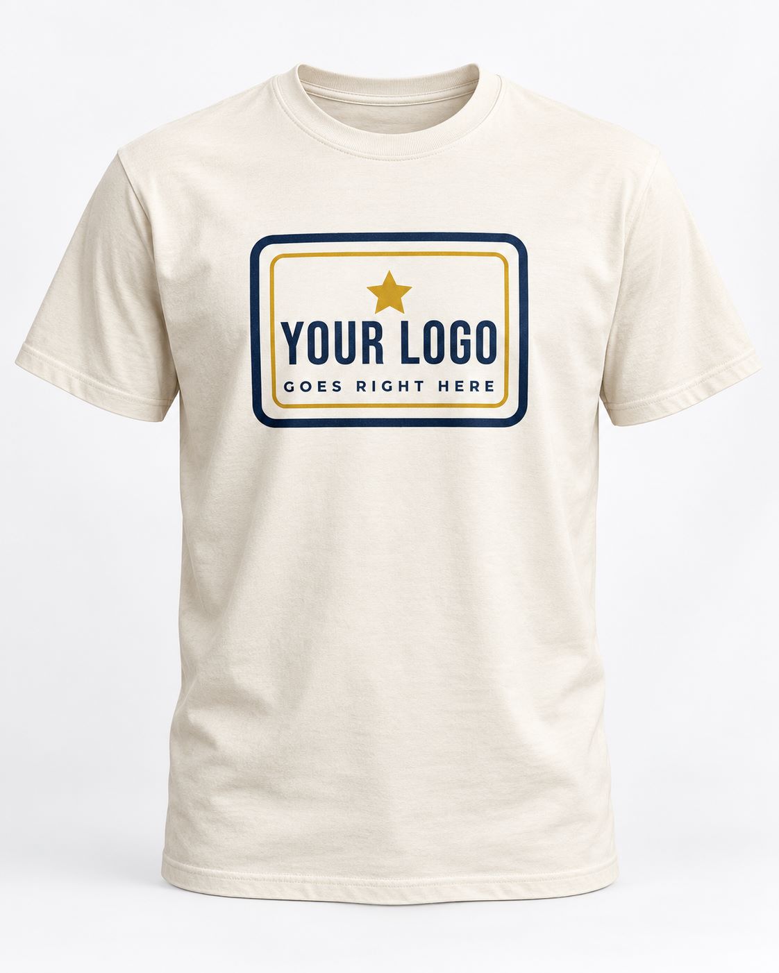 Bone t-shirt mockup with a your logo here print on the front
